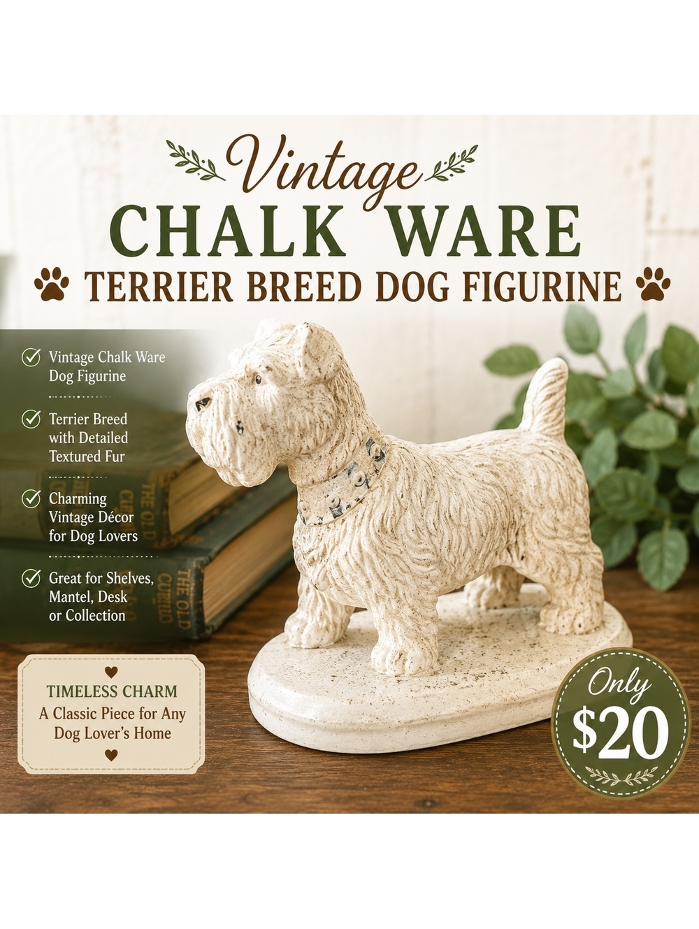 Terrier Chalk-ware Figurine